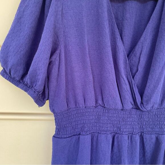 Draper James RSVP Purple Textured Puff Sleeve Midi Dress Size M - Picture 3 of 9